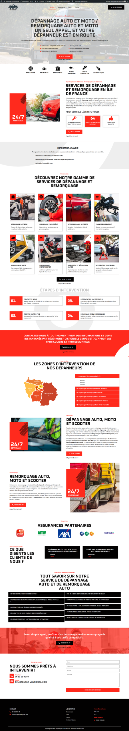 Aperçu du site Dépannage Auto Services, créé par Déclic Site