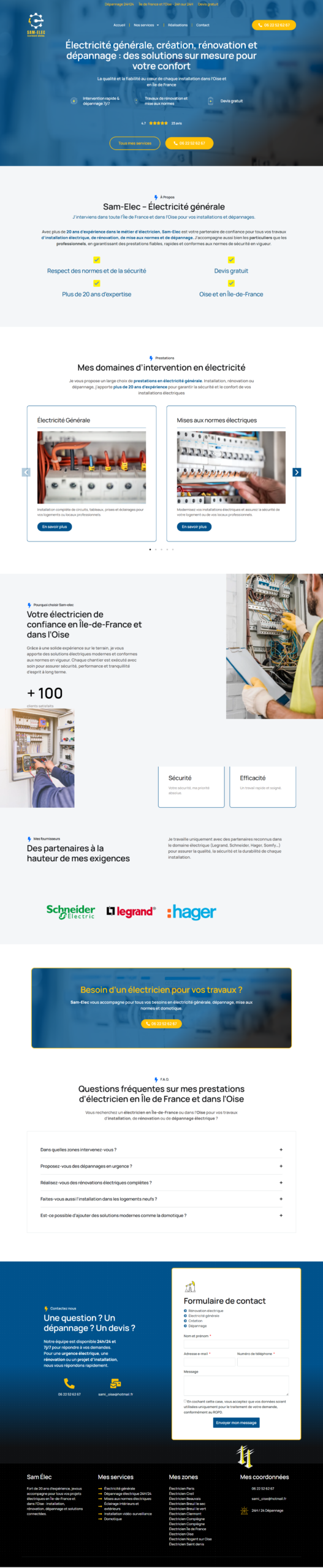 Aperçu du site Sam-elec, créé par Déclic Site