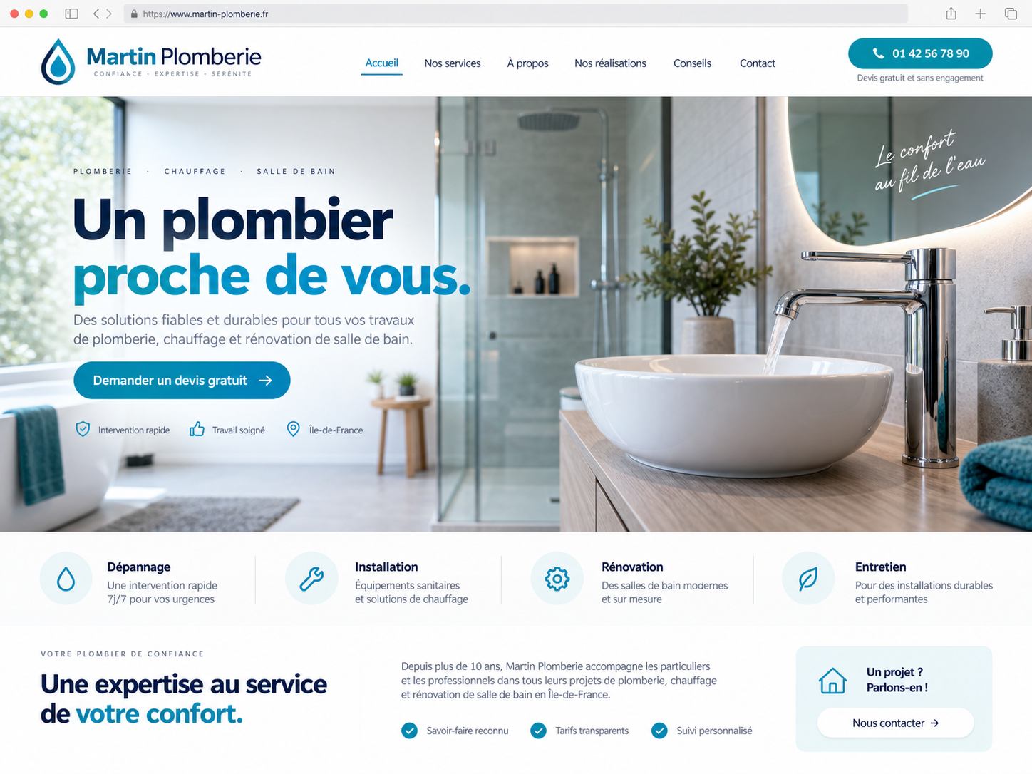 Exemple de site Martin Plomberie — Plomberie & dépannage