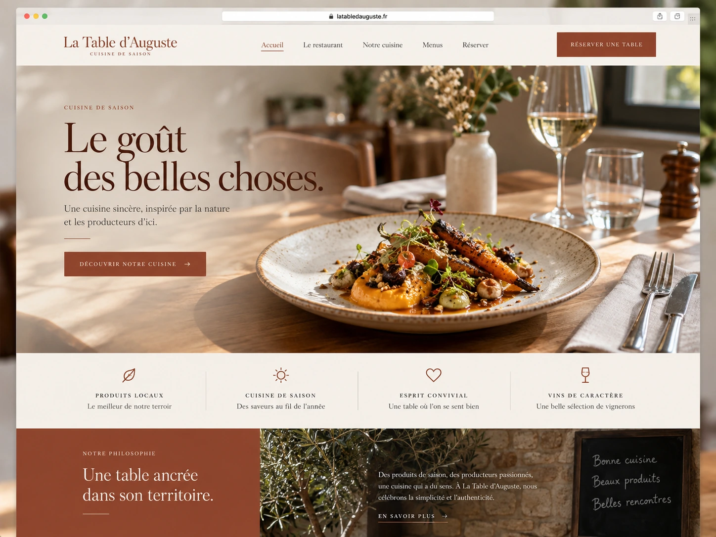 Exemple de site La Table d’Auguste — Restaurant & cuisine de saison