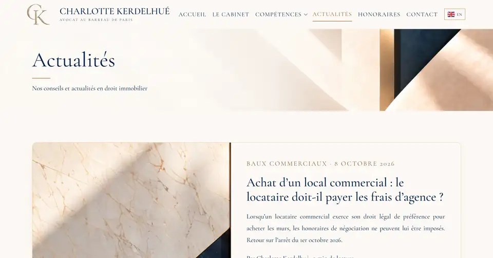 Page actualités du site kerdelhue.com