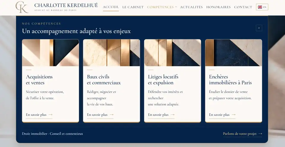 Menu des compétences du site kerdelhue.com